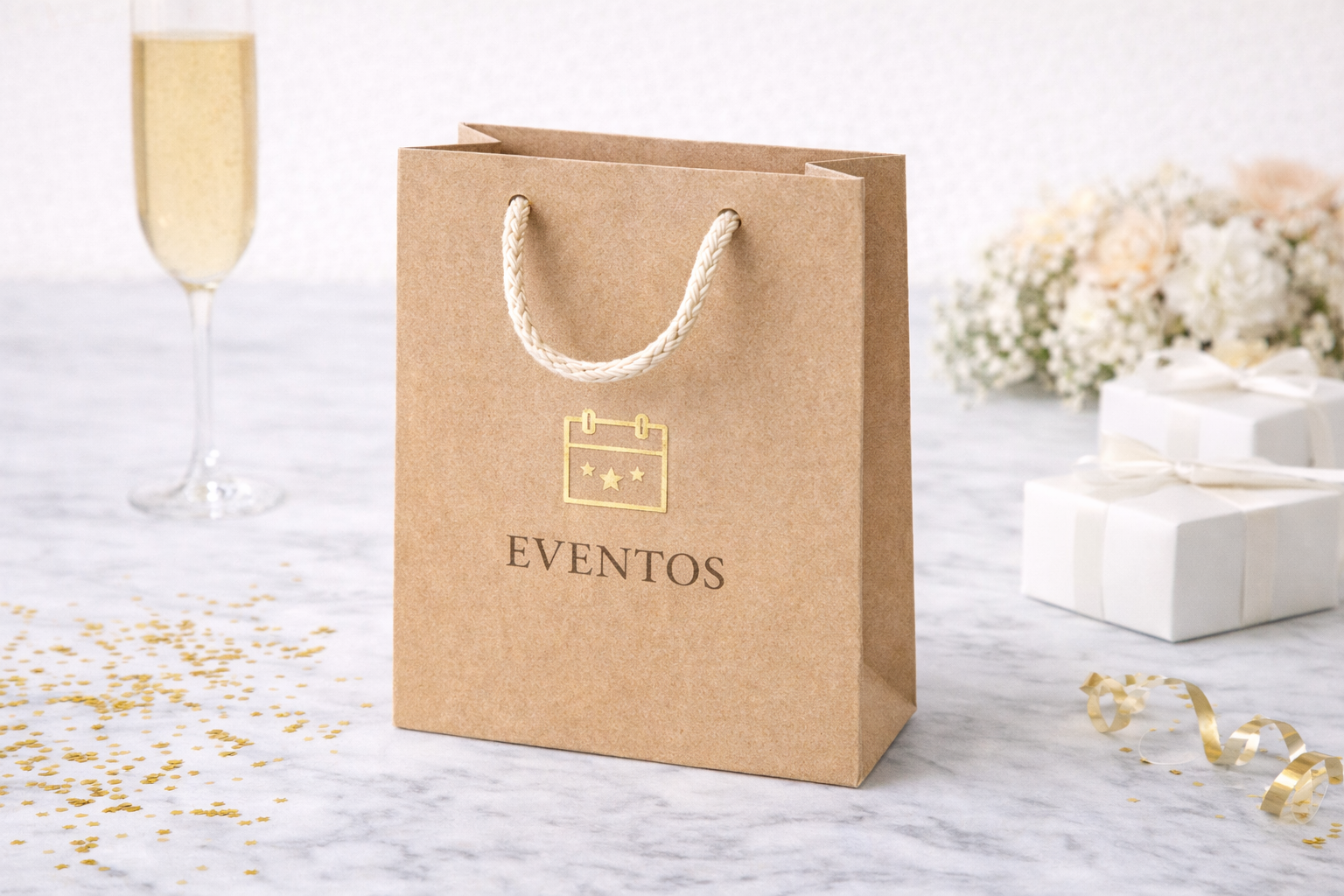 Bolsas de papel kraft para eventos personalizadas para regalos y recuerdos