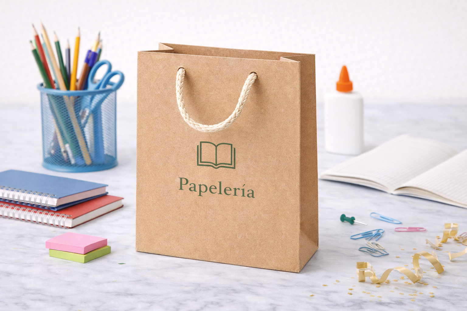 Bolsas de papel kraft para papelería personalizadas con logo