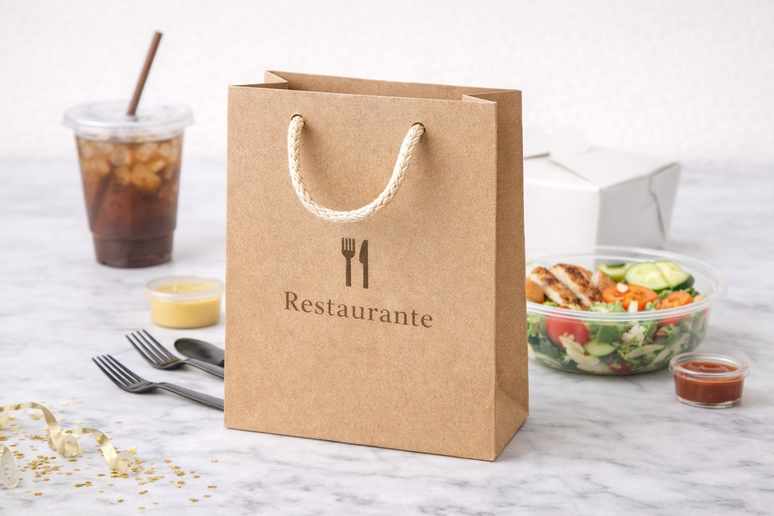Bolsas de papel kraft para restaurantes y delivery personalizadas